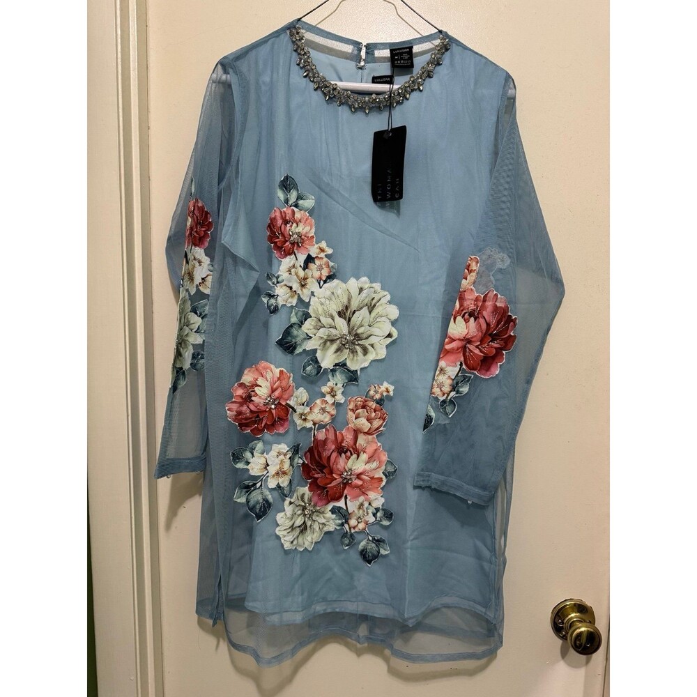 LULUSAR THIS WOMAN CAN PAKISTANI ORGANZA/POLY 2pc TUNIC medium new